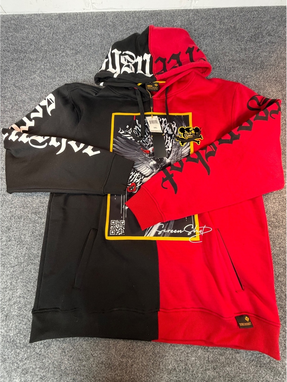 Screenshot Hoodie Sz 3XL Hip Hop Premium 90s Style Streetwear Red And Black